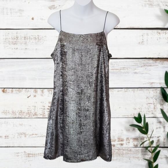 Wild Fable Gunmetal Spaguetti Straps Shift Mini Dress Size M - Picture 2 of 7